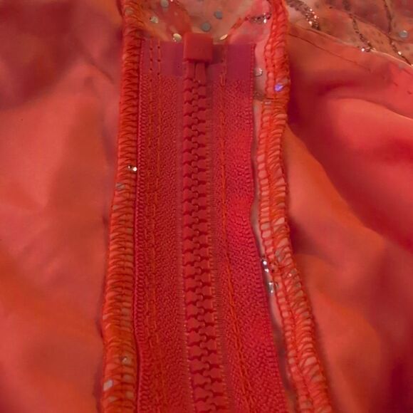 Women's vintage orange & silver sequin crystal sparkly corset top size 9/10 - Picture 7 of 9